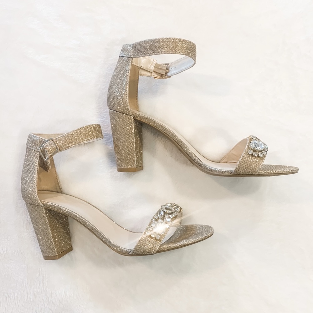 Rhinestone Embellished Block Heels